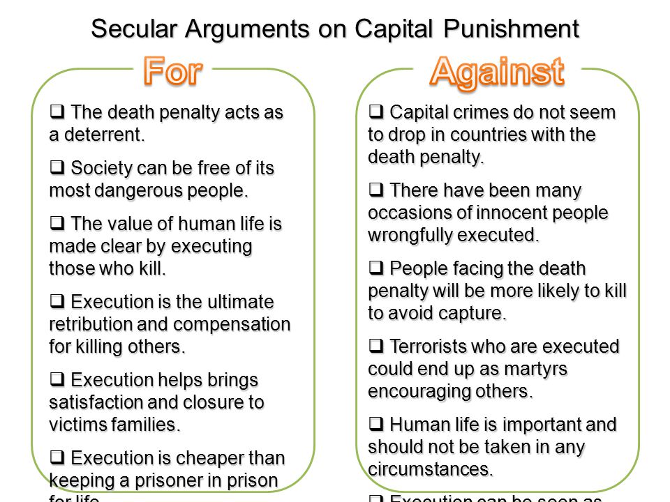 An argument against the implementation of capital punishment